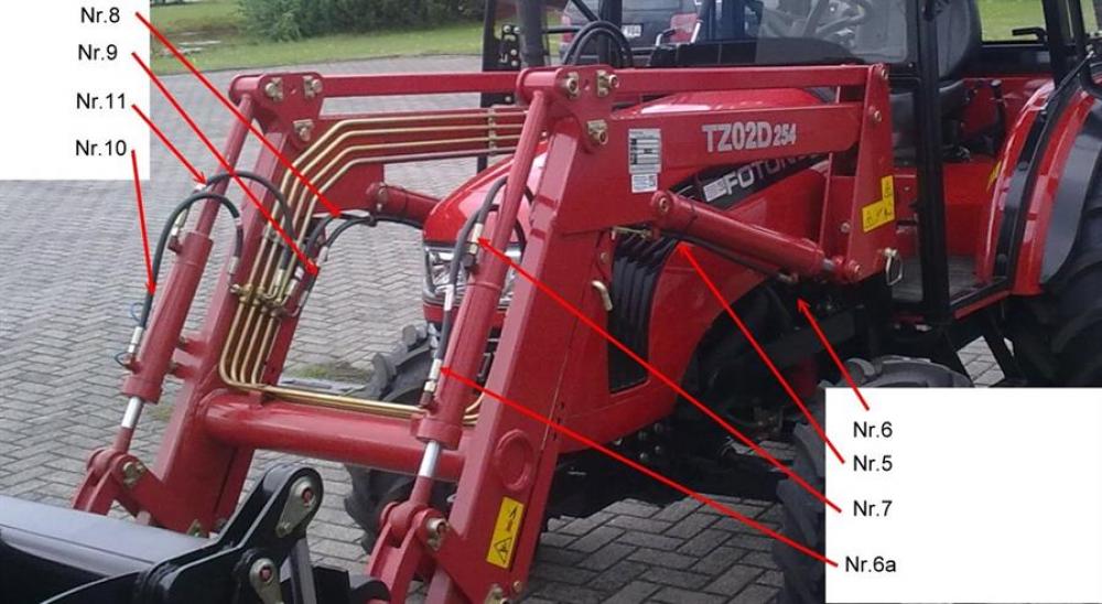 Hydrl. Schlauch Hubzylinder links unten