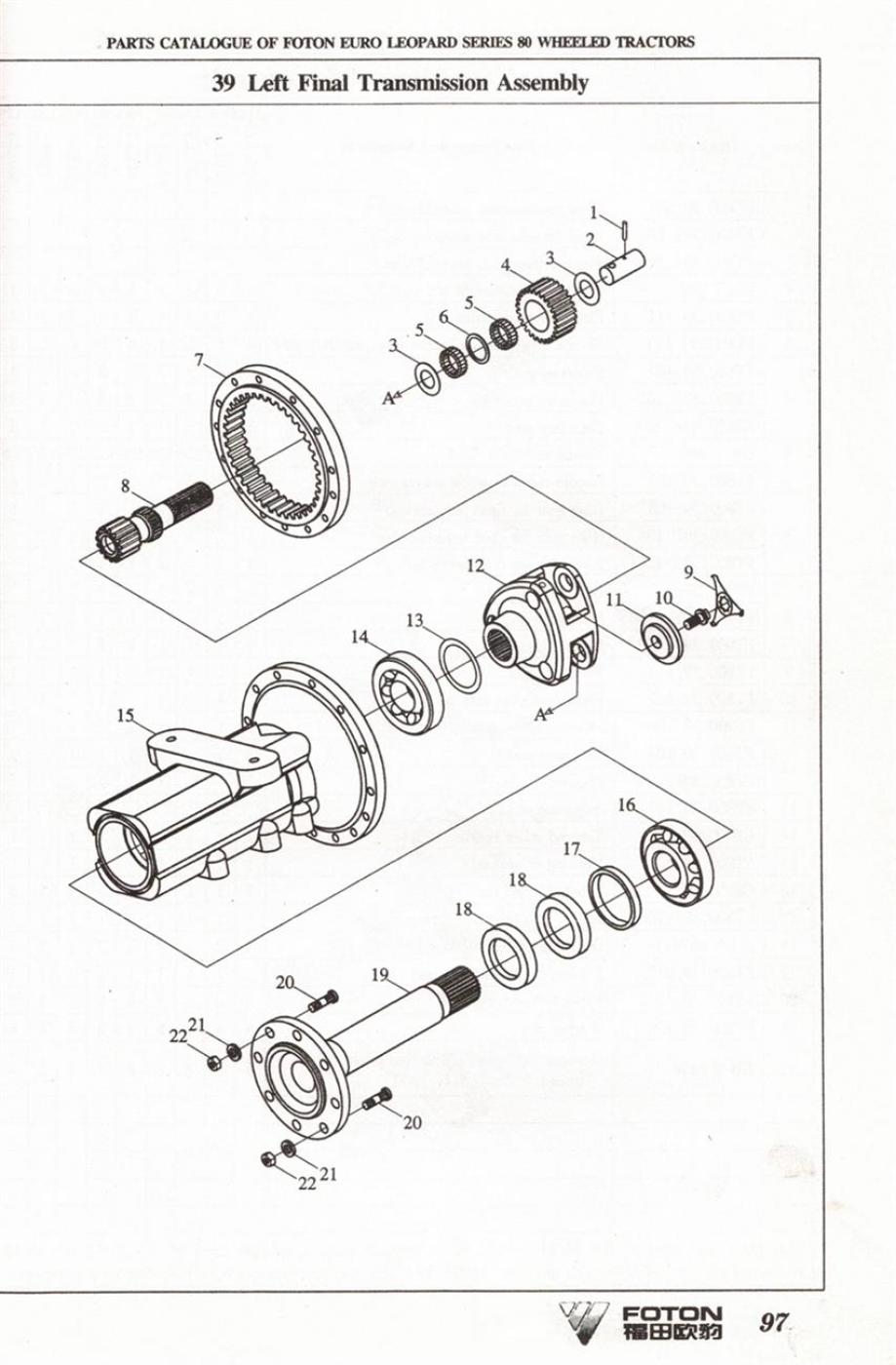 Achstrichter / Endantrieb links kpl. FT824