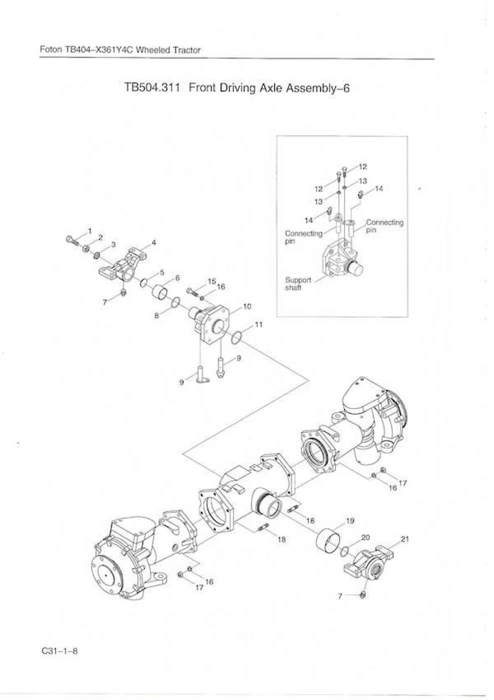 Verbindungsbolzen Vorderachse Lenkzylinder