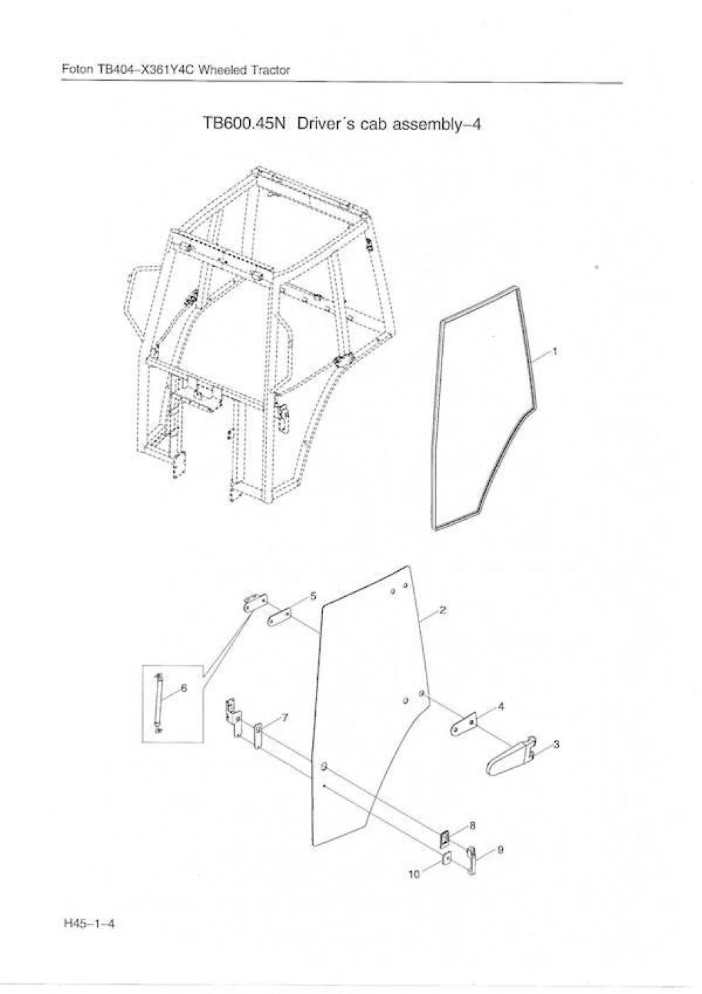 Glastür links Foton TB504 neues Modell 2017